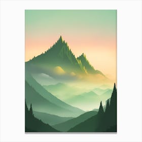 Misty Mountains Vertical Composition In Green Tone 60 Canvas Print