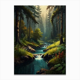 River In The Forest 1 Canvas Print