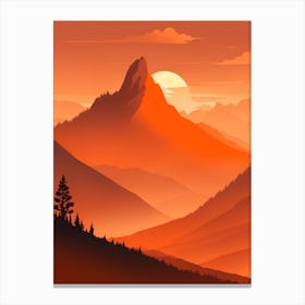 Misty Mountains Vertical Composition In Orange Tone 216 Canvas Print
