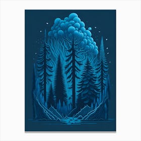 A Fantasy Forest At Night In Blue Theme 91 Canvas Print