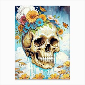 Surrealist Floral Skull Painting (46) Canvas Print