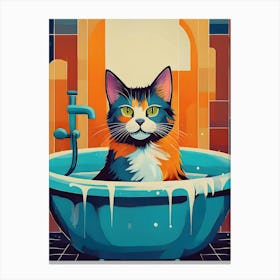 Cat In Bathtub Canvas Print