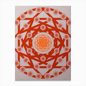 Geometric Abstract Glyph Circle Array in Tomato Red n.0165 Canvas Print