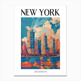 Long Island City New York Colourful Silkscreen Illustration 2 Poster Canvas Print