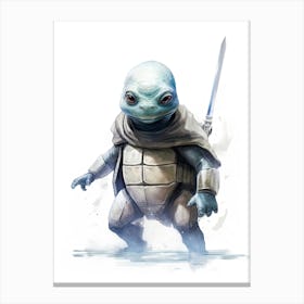 Baby Sea Turtle As A Jedi Watercolour 3 Canvas Print