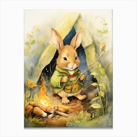 Bunny Camping Rabbit Prints Watercolour 2 Canvas Print