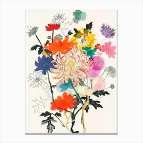 Chrysanthemum 1 Collage Flower Bouquet Canvas Print