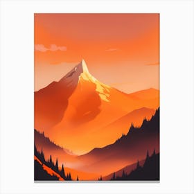 Misty Mountains Vertical Composition In Orange Tone 102 Canvas Print