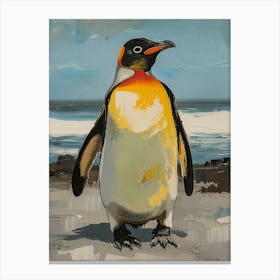 Galapagos Penguin Half Moon Island Colour Block Painting 2 Canvas Print
