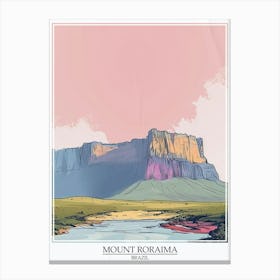 Mount Roraima Venezuela Brazil Color Line Drawing 1 Poster Canvas Print