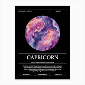 Garnet Crystal Gem, Capricorn Zodiac Sign Canvas Print