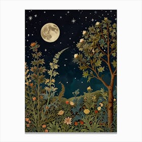 Landscape Moon In Forest Style William Morris 9 Canvas Print