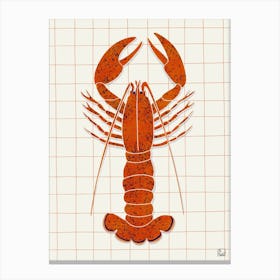 Lobster On Checkered Tablecloth Canvas Print
