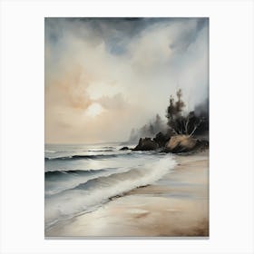 Vintage Neutral Beach Painting (14) Canvas Print