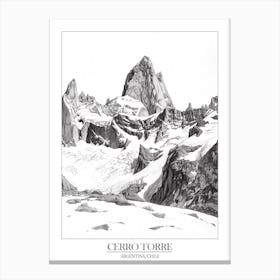 Cerro Torre Argentina Chile Line Drawing 12 Poster Canvas Print