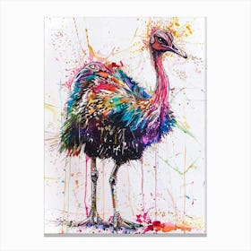 Ostrich Colourful Watercolour 1 Canvas Print