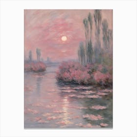 Landscape in Pink Monet Style Canvas Print