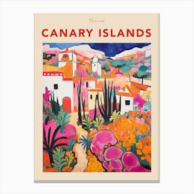 Canary Islands Spain Fauvist Travel Poster Canvas Print