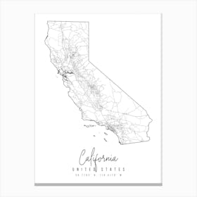 California Minimal Street Map Canvas Print