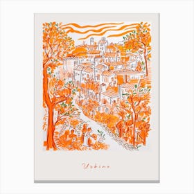 Urbino Italy Orange Drawing Poster Canvas Print