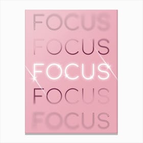 Motivational Words Focus Quintet in Pink Canvas Print