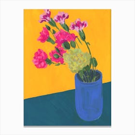 Carnations In A Japanese Tea Cup Canvas Print