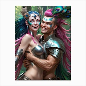 Warrior Couple laughing 1 Canvas Print