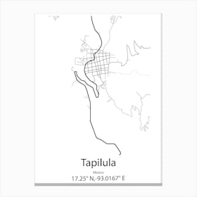 Tapilula,Mexico Minimalist Map Canvas Print