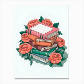 Roses And Books Canvas Print