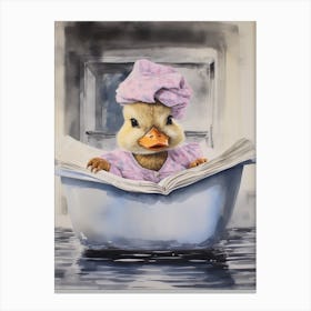 Duck In The Bath Mixed Media Canvas Print
