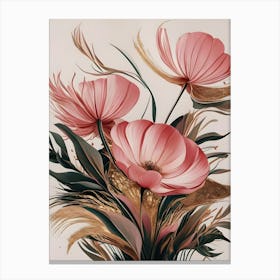 Pink Flowers In A Vase Canvas Print