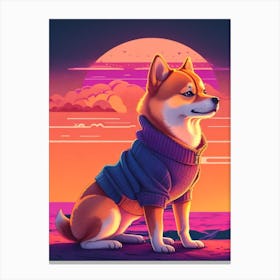 Shiba Inu Dog Sunset Canvas Print