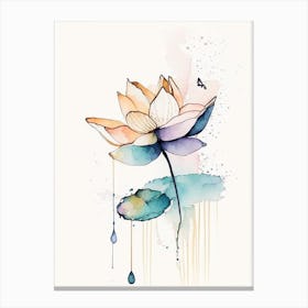 Lotus And 1 Butterfly Symbol Minimal Watercolour Canvas Print