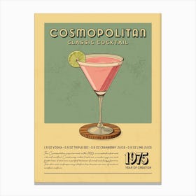 Cosmopolitan Classic Cocktail Canvas Print