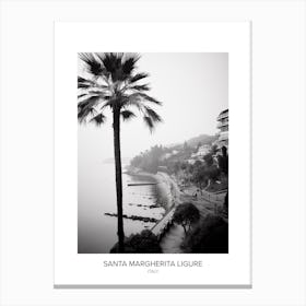 Poster Of Santa Margherita Ligure, Italy, Black And White Photo 4 Canvas Print