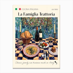 La Famiglia Trattoria Trattoria Italian Poster Food Kitchen Canvas Print