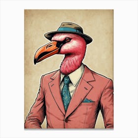 Flamingo In Suit Canvas Print