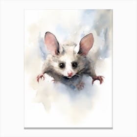 Light Watercolor Painting Of A Acrobatic Possum 1 Canvas Print