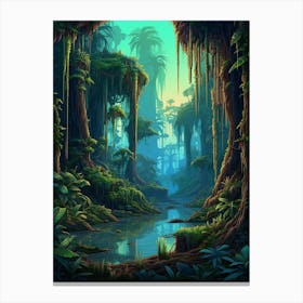 Amazon Rainforest Pixel Art 2 Canvas Print