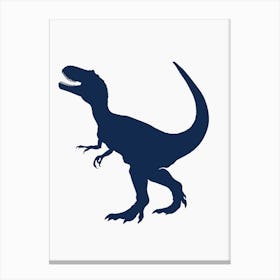 Navy Blue Dinosaur Silhouette 8 Canvas Print
