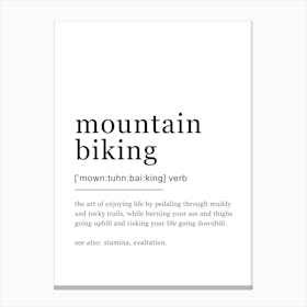 Mountain Biking Definition Poster - Dictionary Canvas Print