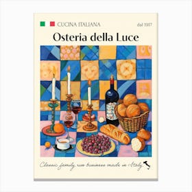 Osteria Della Luce Trattoria Italian Poster Food Kitchen Canvas Print