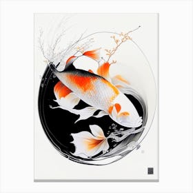 Doitsu Showa Koi Fish Minimal Line Drawing Canvas Print