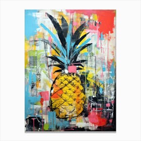 Pineapple Dreams: Basquiat-Inspired Street Art Canvas Print