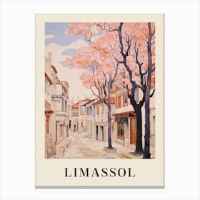 Limassol Cyprus 4 Vintage Pink Travel Illustration Poster Canvas Print