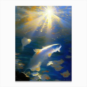 Kage Shiro Koi Fish Monet Style Classic Painting Canvas Print