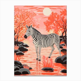 Zebra In The River 2 Canvas Print