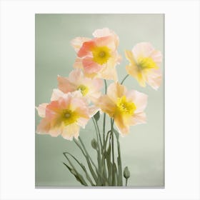 Bunch Of Daffodils Flowers Acrylic Painting In Pastel Colours 1 Canvas Print