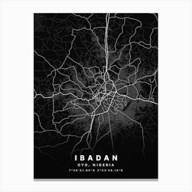 Ibadan Oyo Nigeria Black Map Canvas Print