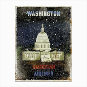 Vintage Travel Poster ― Washington American Airlines Canvas Print